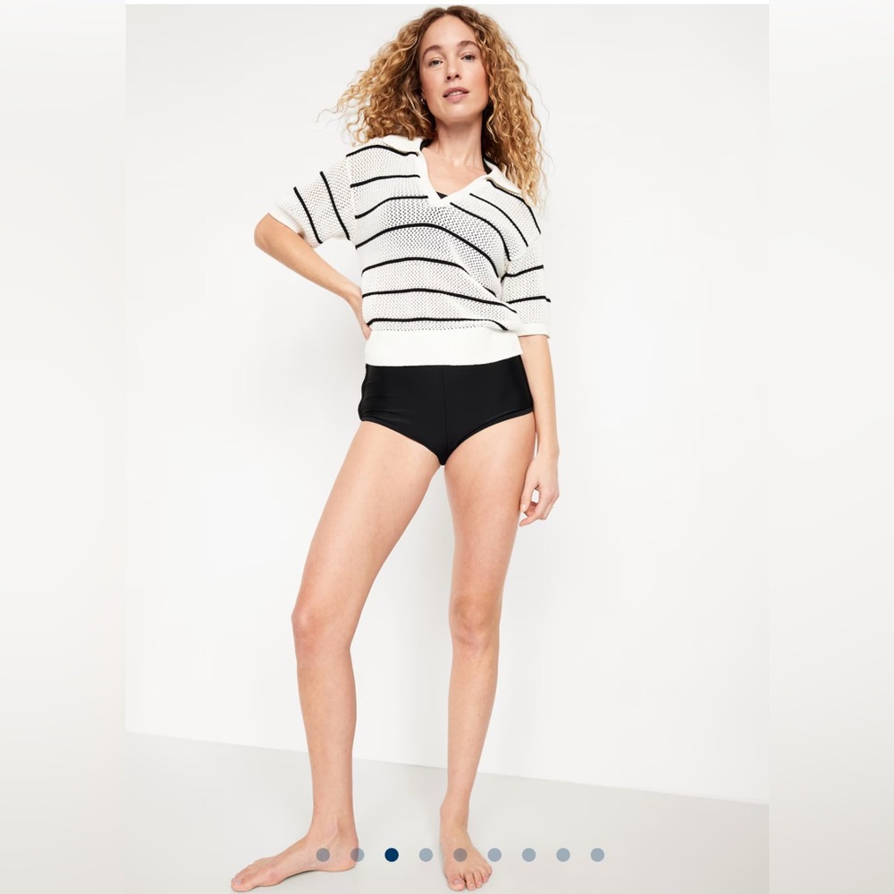 🆕 Old Navy Women’s High-Waisted Matte Swim Shorts Black L 12-14 - Picture 3 of 15